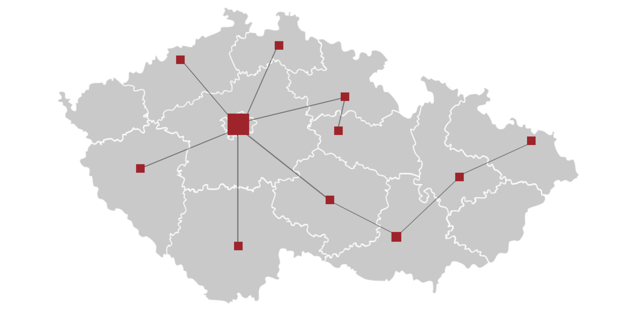 Mapa vnitrostátních linek GO! 